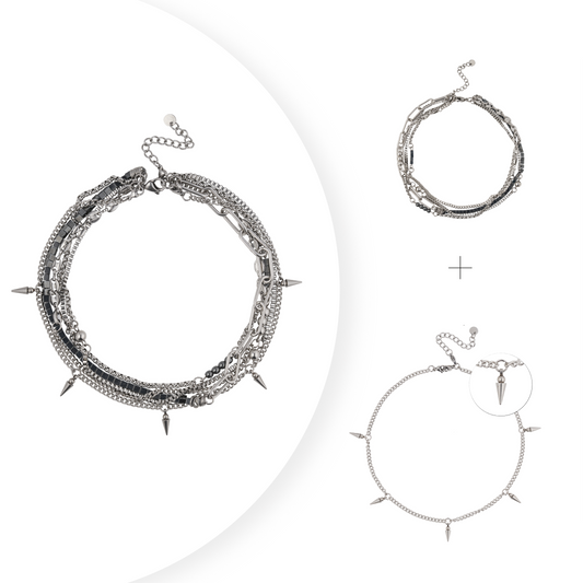 Necklace / bracelet "Barbed wire style pearls"