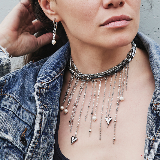 White pearl earrings