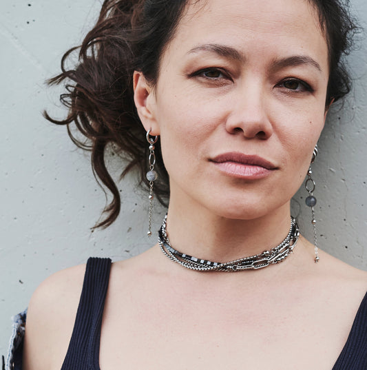 Labradorite stone earrings