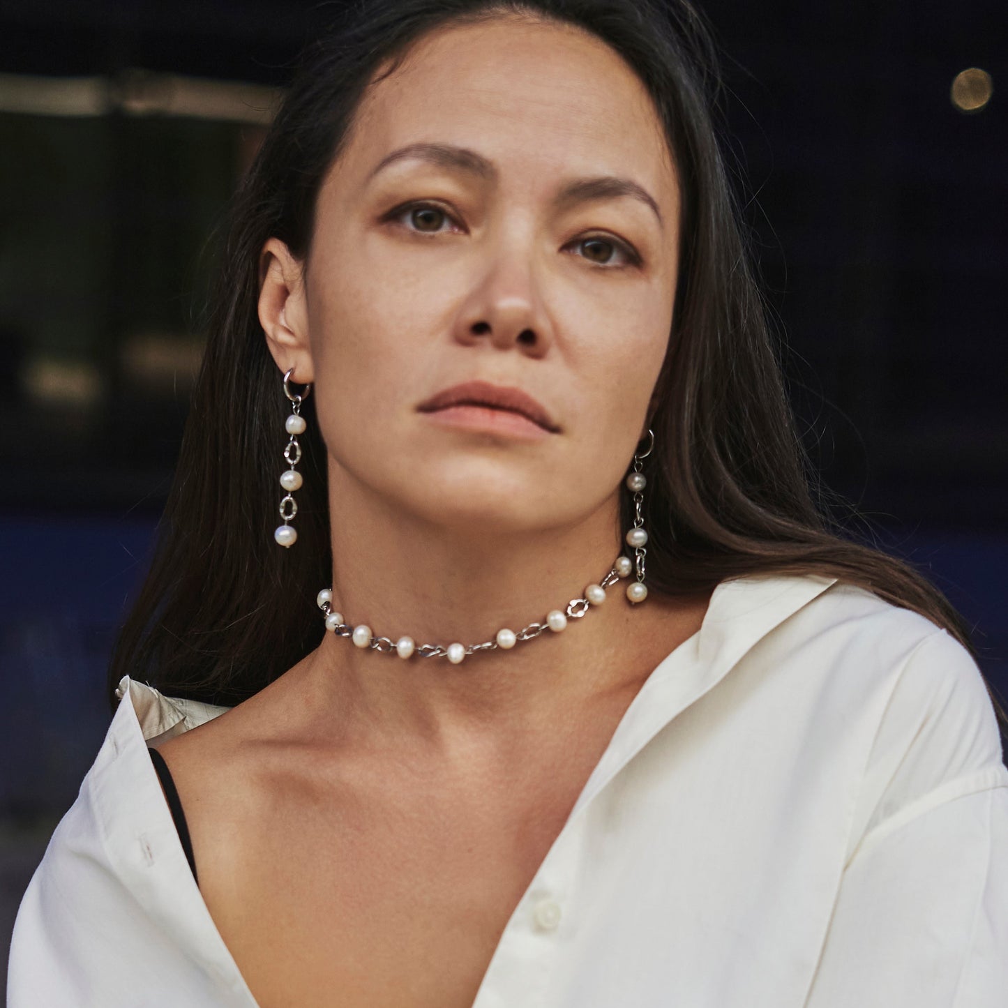 Pendientes "Perlas de encaje blanco"