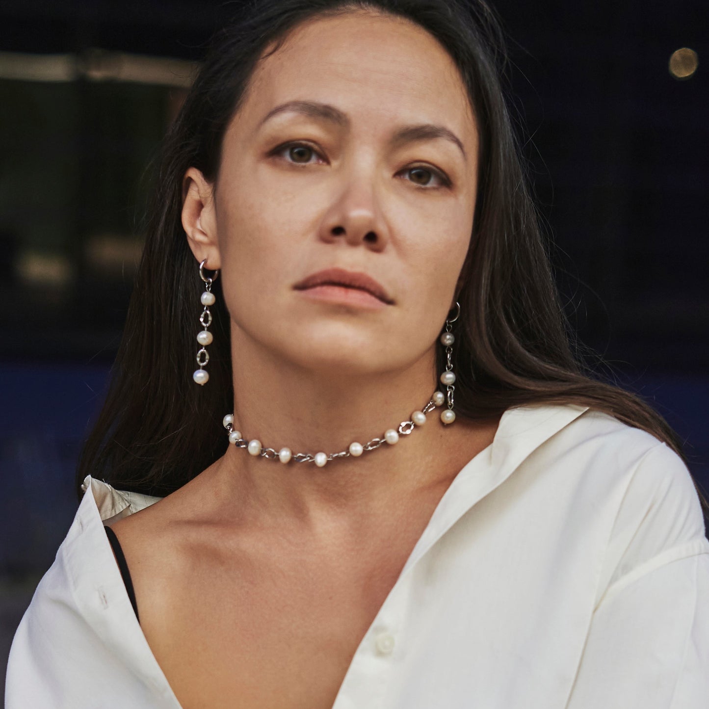 Pendientes "Perlas de encaje blanco"