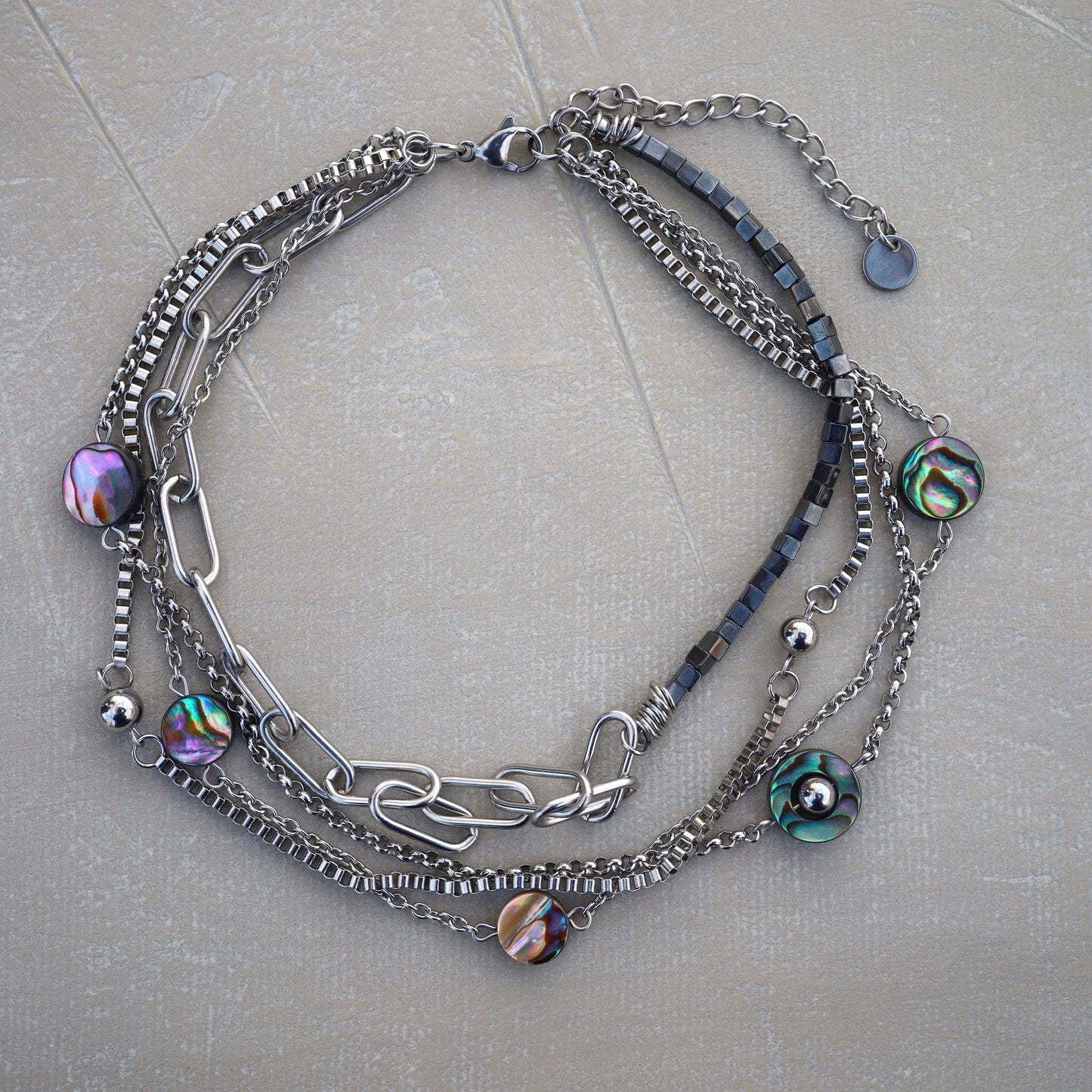 Collar "Camaleón + Abalón redondo"