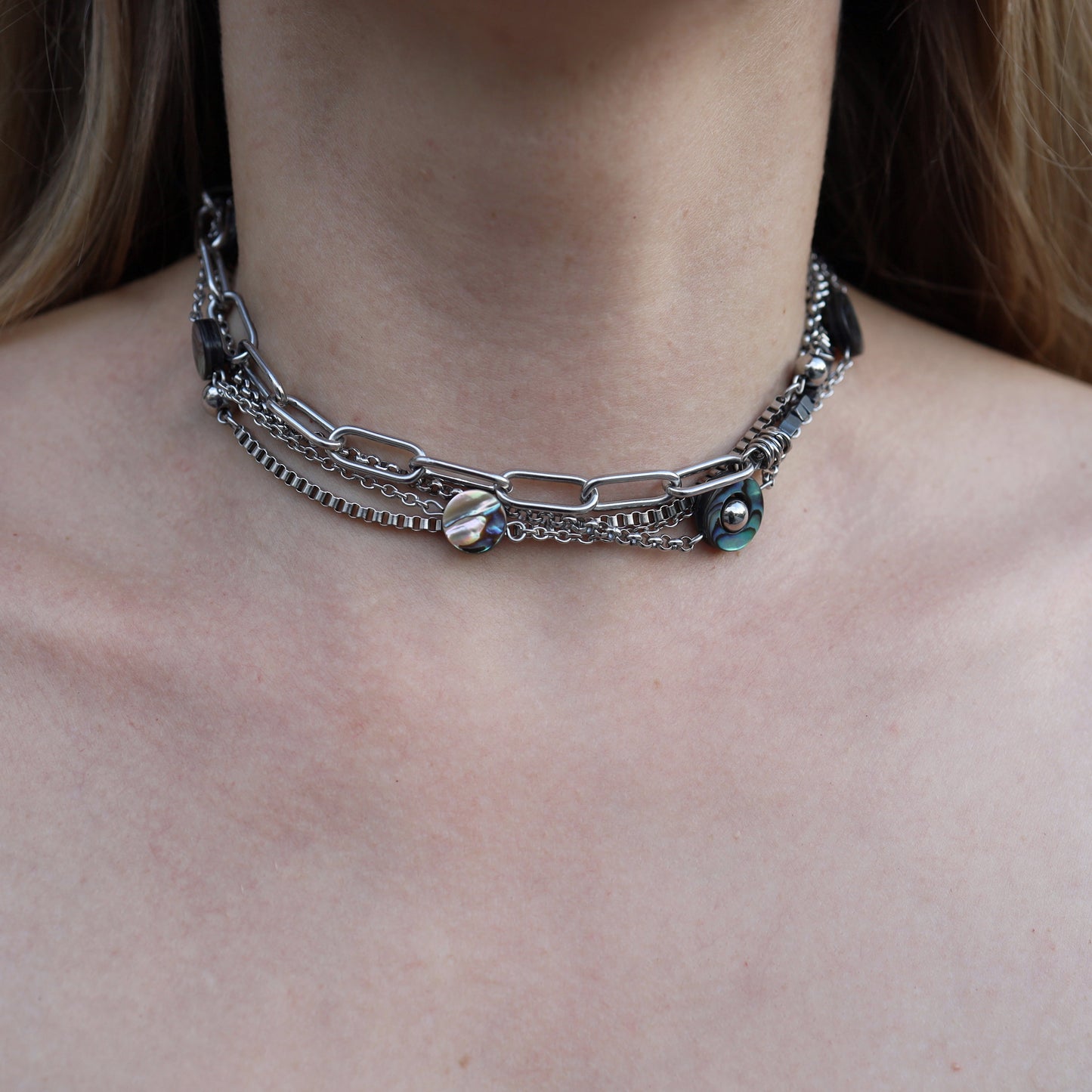 Collar "Camaleón + Abalón redondo"