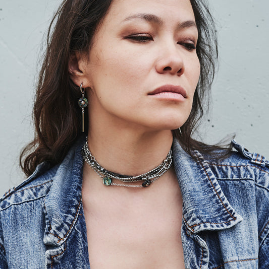 Necklace / bracelet "Barbed wire style pearls"