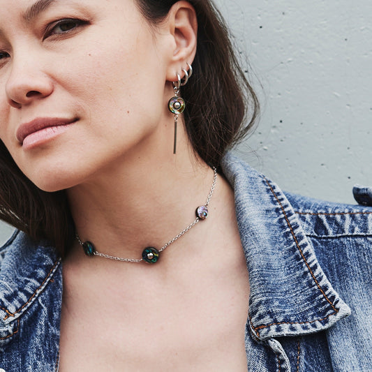 Round abalone earrings