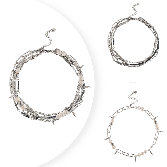 Necklace / bracelet "Barbed wire style pearls"