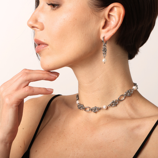 Pendientes Chimera Vein / perlas blancas