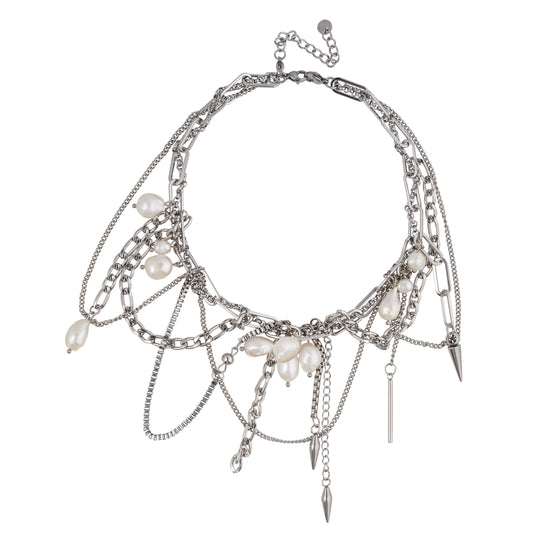 Gargantilla/ Accesorio extra para collar "Camaleón" "Punk lujo blanco"