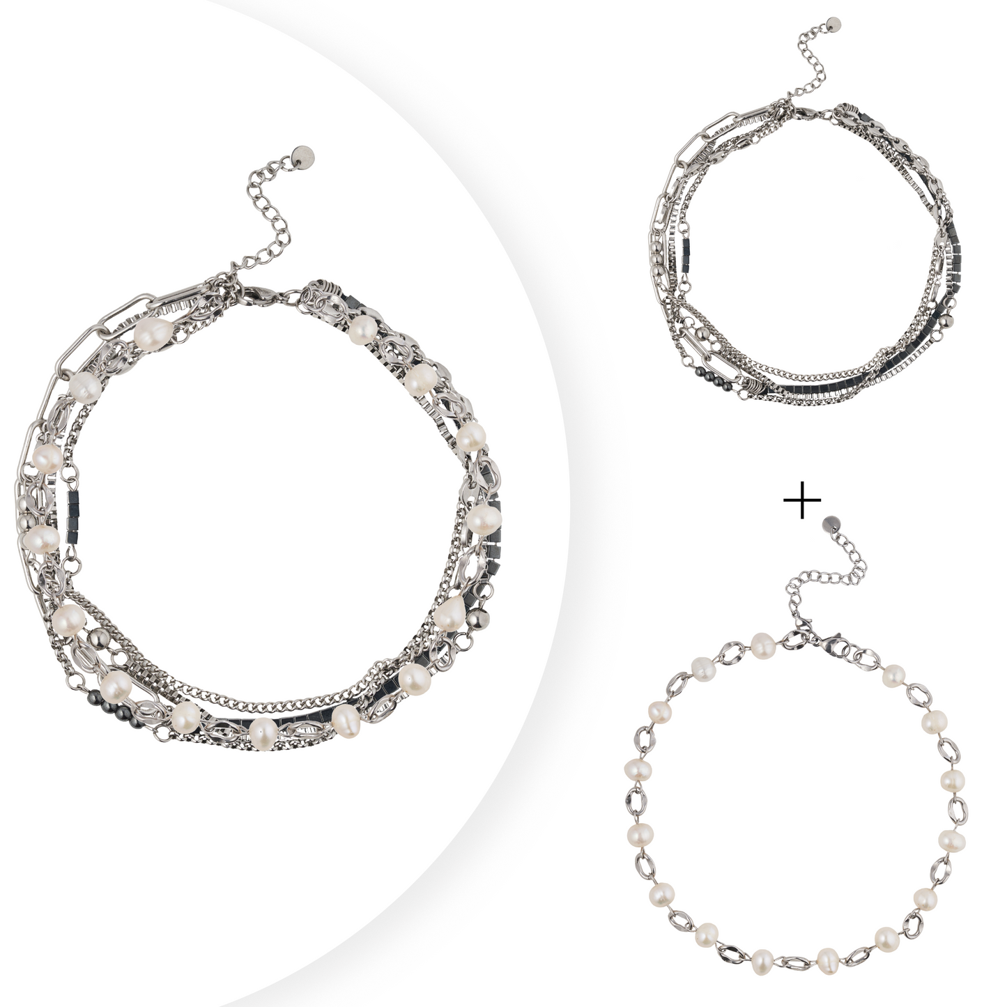 Necklace / bracelet "Barbed wire style pearls"