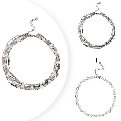 Necklace / bracelet "Barbed wire style pearls"