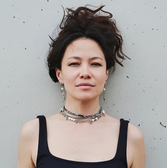 Necklace / bracelet "Barbed wire style pearls"