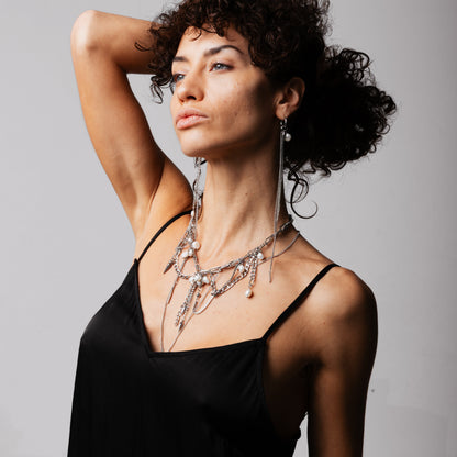 Gargantilla/ Accesorio extra para collar "Camaleón" "Punk lujo blanco"