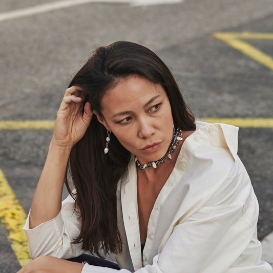 Necklace / bracelet "Barbed wire style pearls"