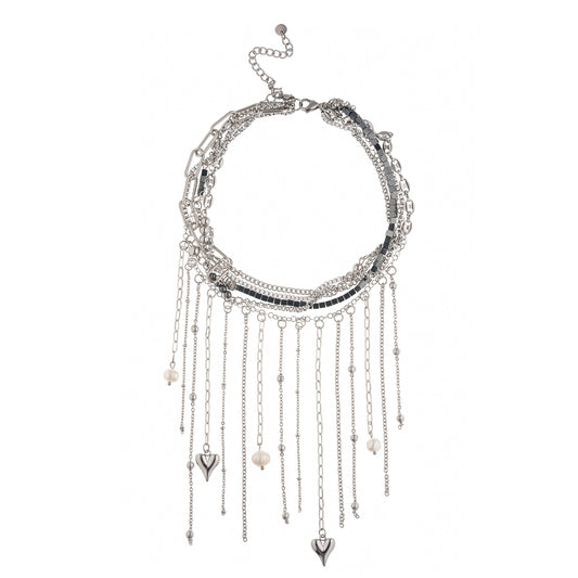 Collar "Camaleón + Corazones de Perlas"