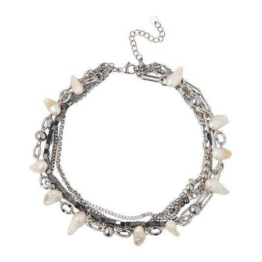Сollar/Pulsera "Camaleón+Dientes de perla"