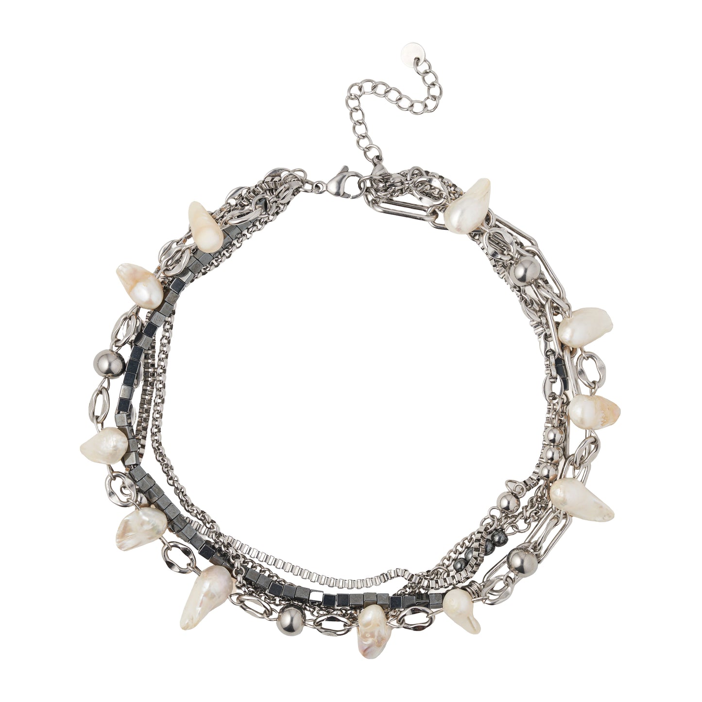 Сollar/Pulsera "Camaleón+Dientes de perla"