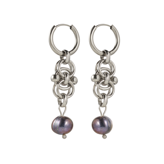 Earrings black pearl