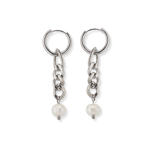 White pearl earrings
