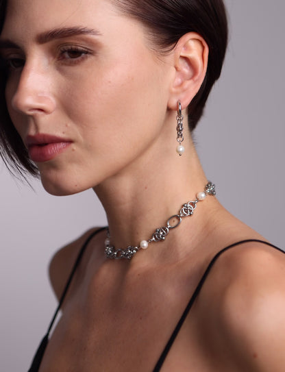 Pendientes Chimera Vein / perlas blancas